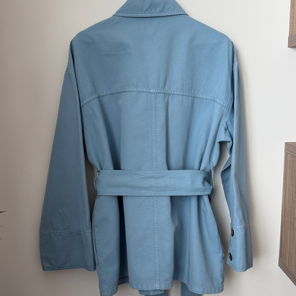 Sezane Marena Belted Utility Jacket Light Blue US 12 - Picture 10 of 15